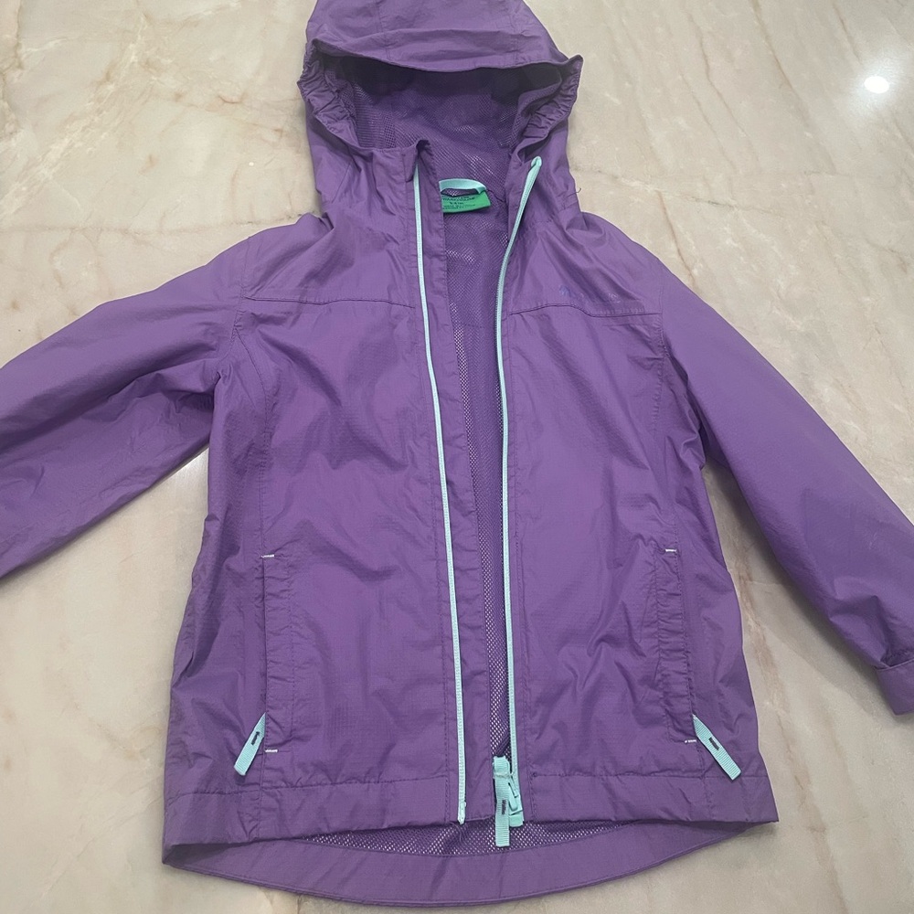 Purple Hooded Kids Raincoat with Water-Resistant Fabric